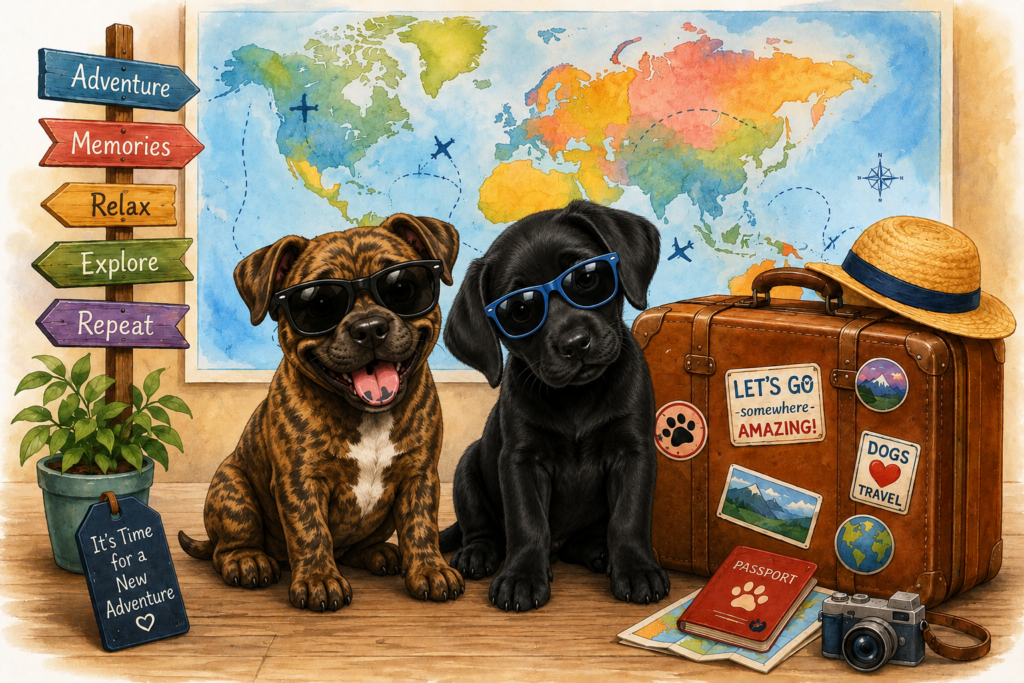 barney & hunter ready to travel